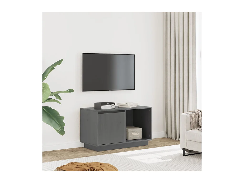 Grijze tv-kast 74x35x44 cm Massief grenenhout