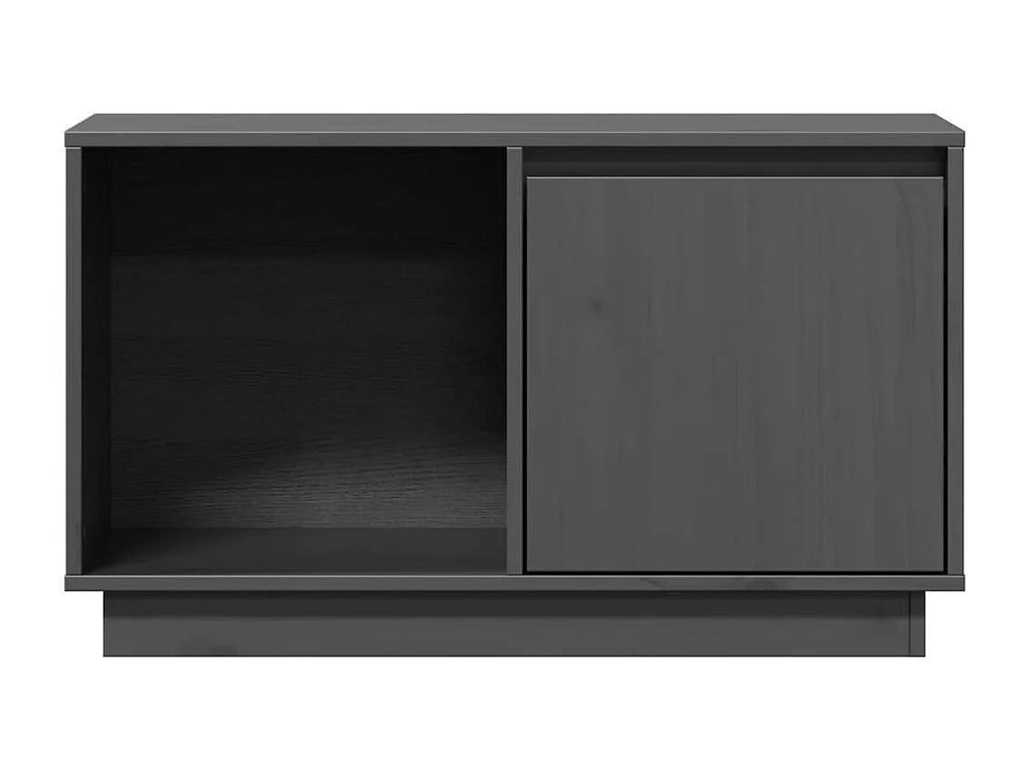 Mobile TV grigio 74x35x44 cm Legno massello di pino