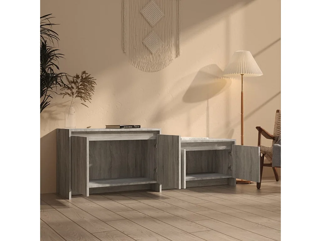 Meuble TV Sonoma gris 146,5x35x50 cm Bois d'ingénierie