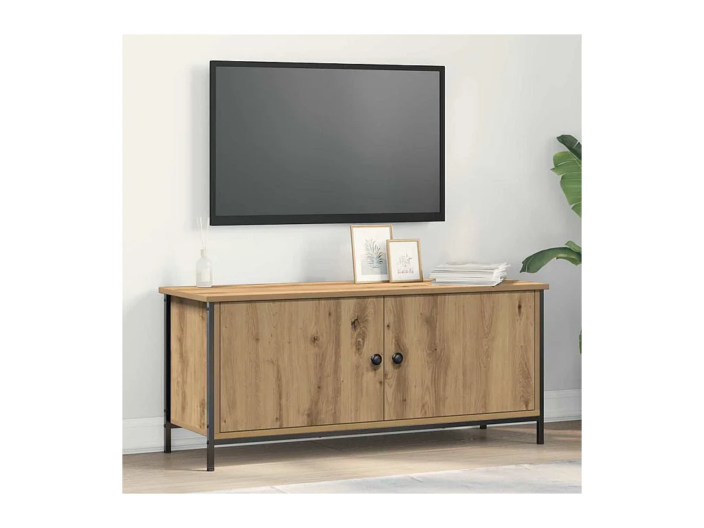 Meuble TV chêne artisanal 100 x 35 x 45 cm Bois d'ingénierie