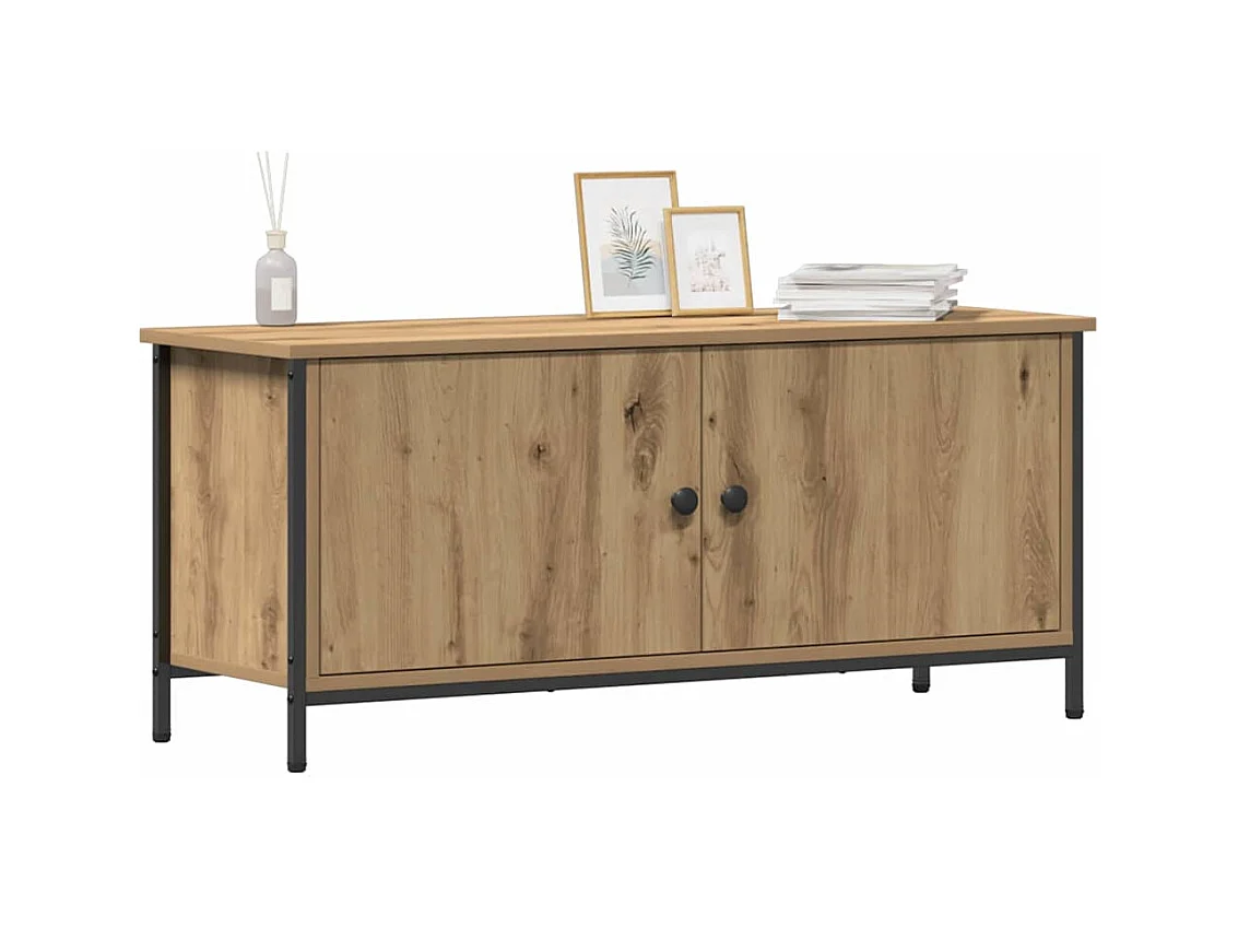 Meuble TV chêne artisanal 100 x 35 x 45 cm Bois d'ingénierie