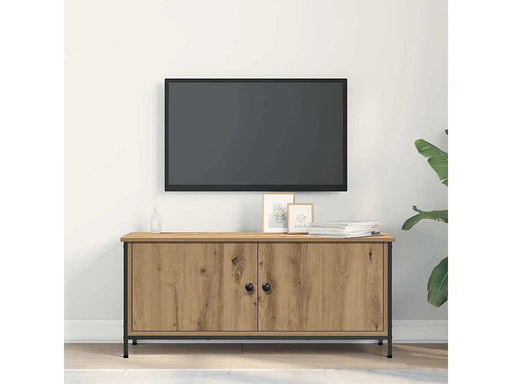 Meuble TV chêne artisanal 100 x 35 x 45 cm Bois d'ingénierie