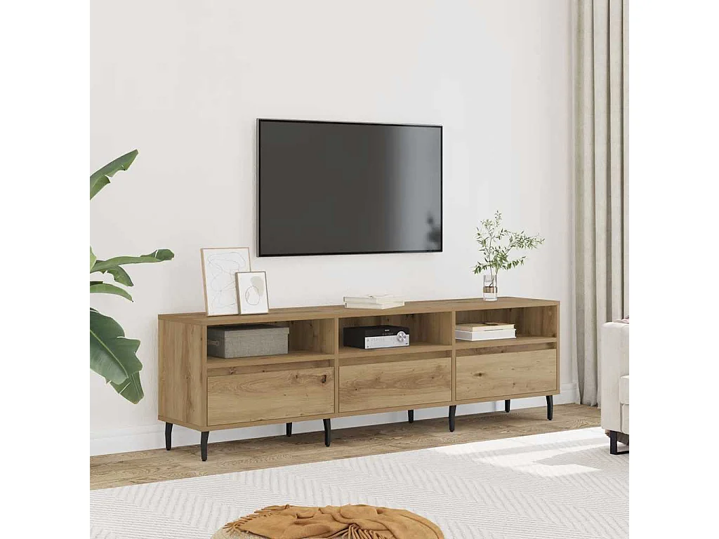 Handgemaakte eikenhouten tv-kast 150x30x44,5 cm bewerkt hout