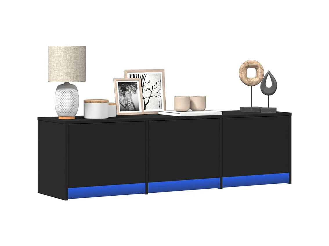 Mueble de TV con LED negro 140x34x40 cm madera de ingeniería
