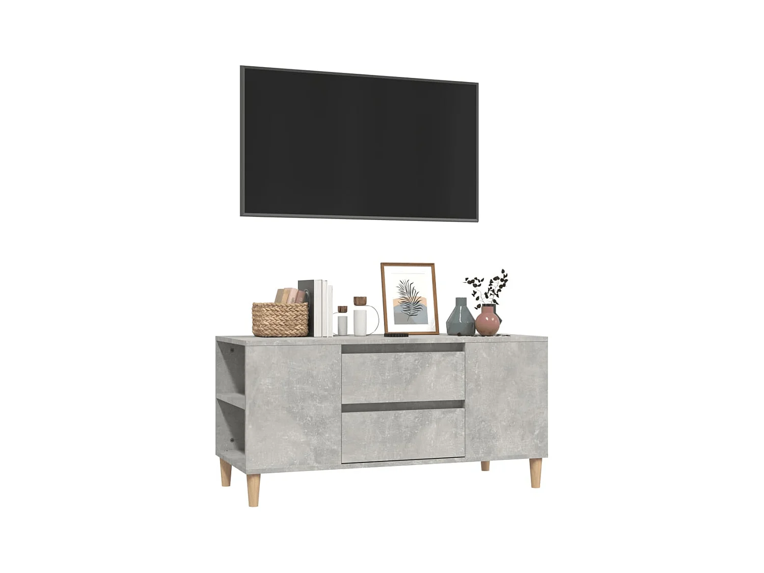 Meuble TV Gris béton 102x44,5x50 cm Bois d'ingénierie