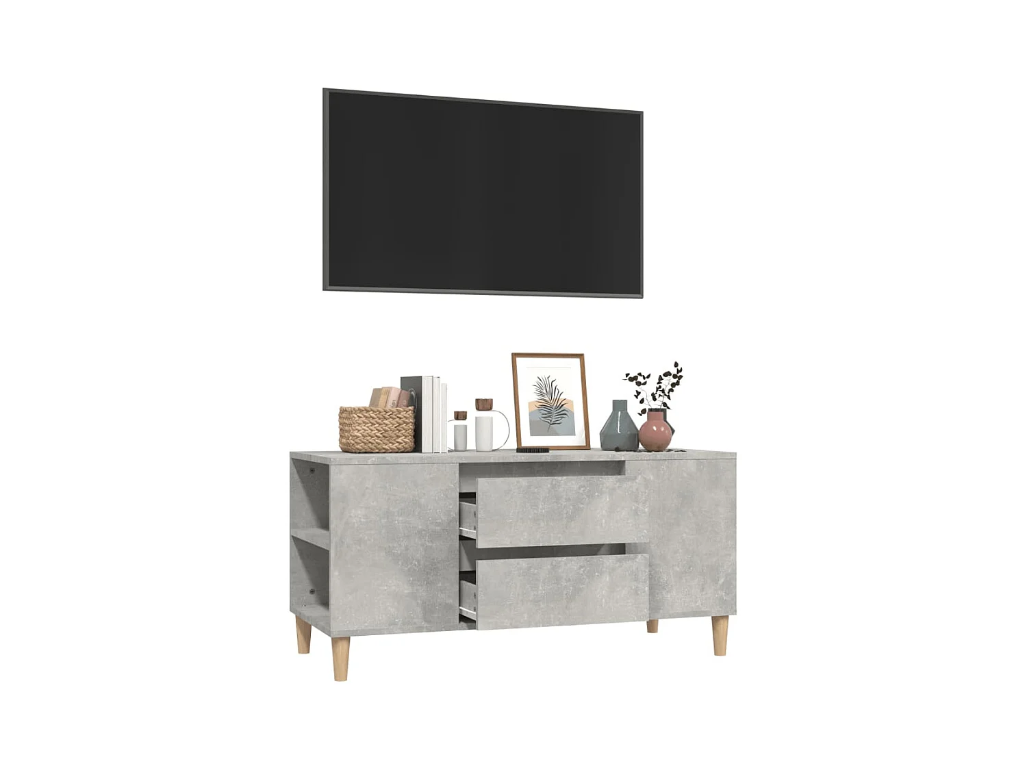 Meuble TV Gris béton 102x44,5x50 cm Bois d'ingénierie