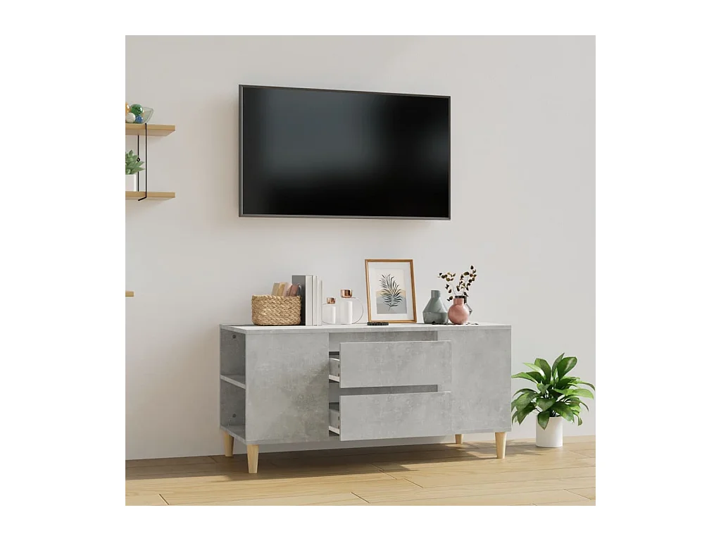 Meuble TV Gris béton 102x44,5x50 cm Bois d'ingénierie
