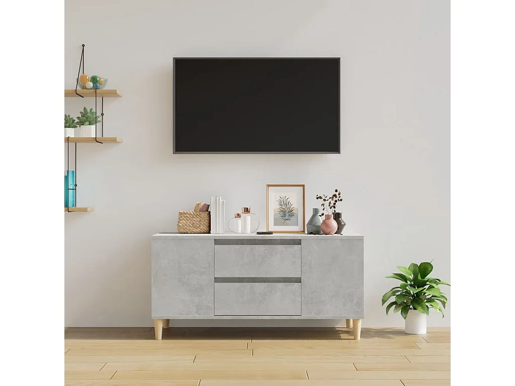 Meuble TV Gris béton 102x44,5x50 cm Bois d'ingénierie