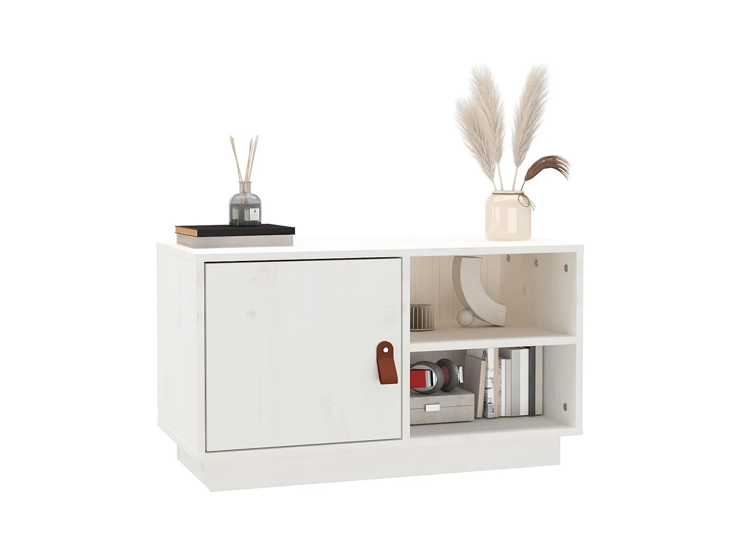 Weißer TV-Schrank 70x34x40 cm Massivholz Kiefer