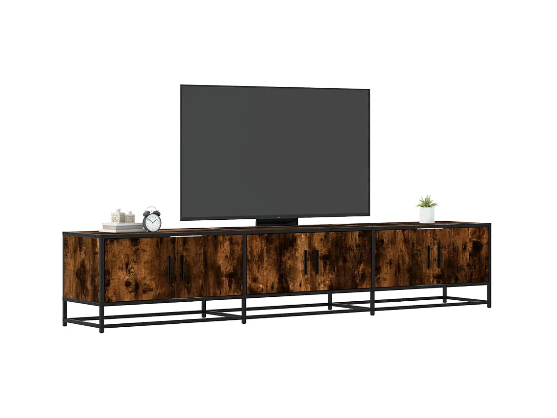 Meuble TV chêne fumé 210x35x41 cm bois d'ingénierie