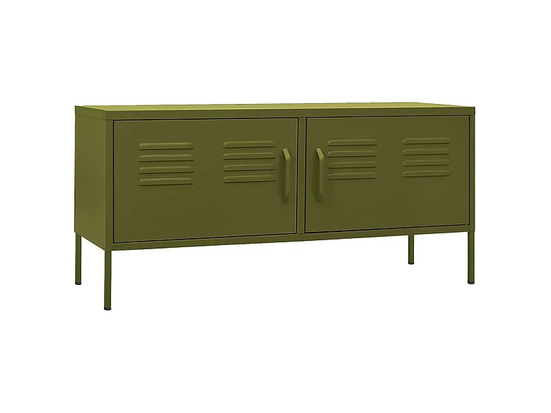 Meuble TV Vert olive 105x35x50 cm Acier