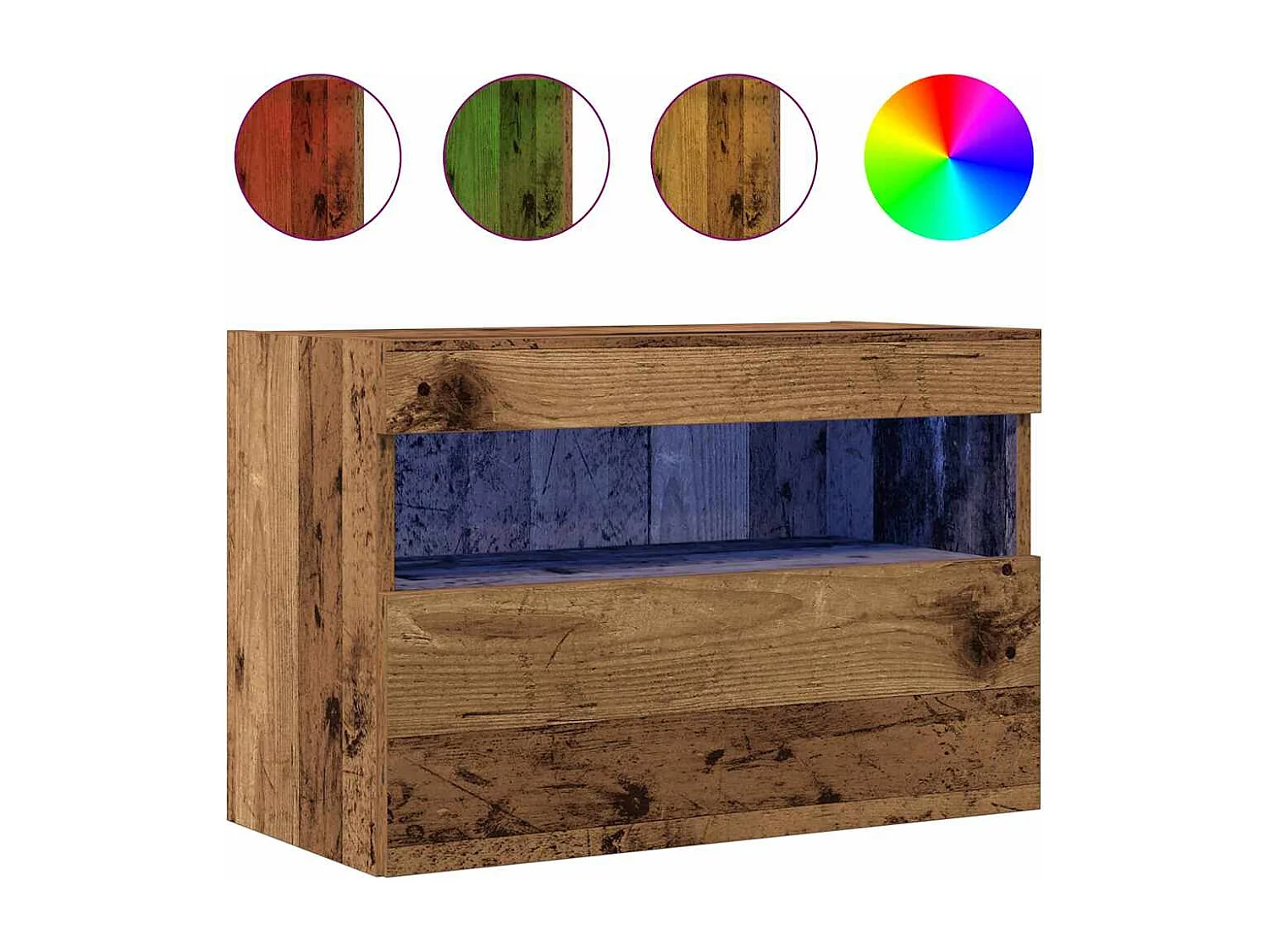 Meuble TV avec éclairage LED Bois ancien 60x30x40 cm