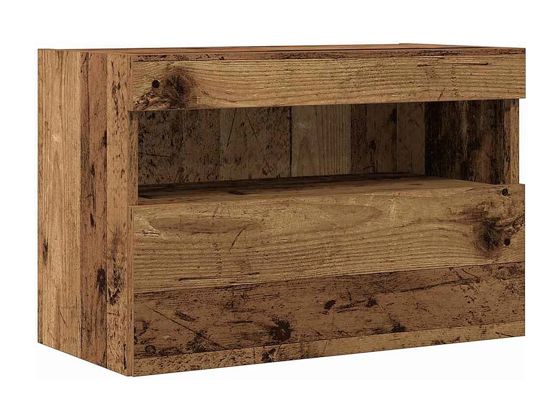 Meuble TV avec éclairage LED Bois ancien 60x30x40 cm