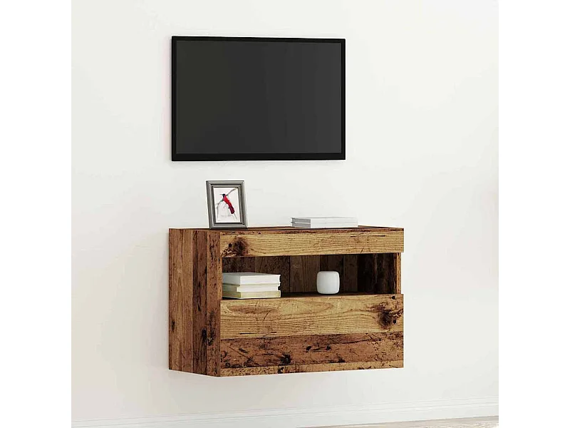 Meuble TV avec éclairage LED Bois ancien 60x30x40 cm