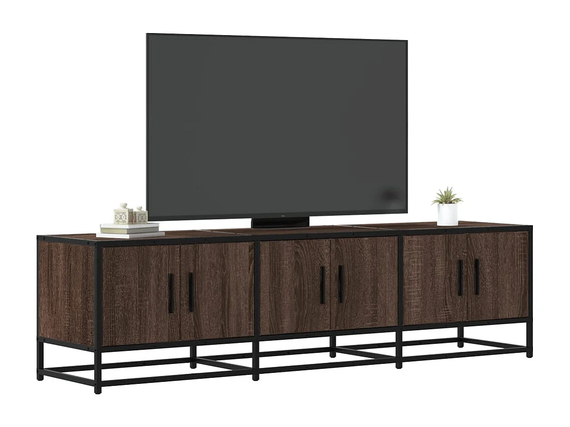 TV-Schrank aus brauner Eiche 150 x 35 x 41 cm, Holzwerkstoff und Metall