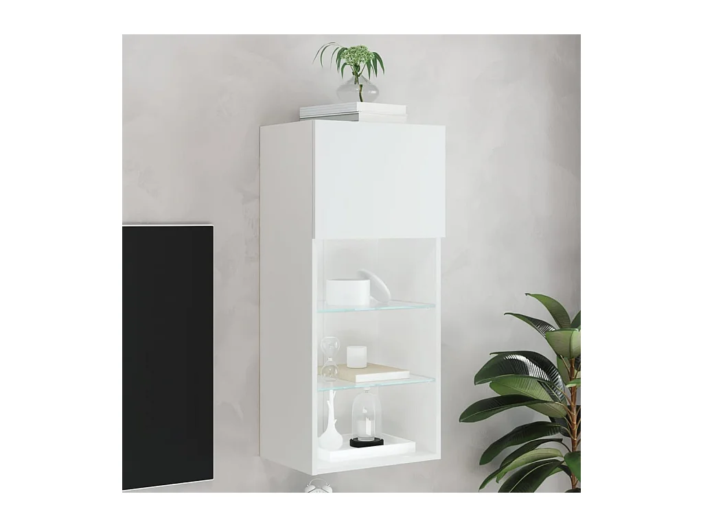 Meuble TV avec lumières LED blanc 40,5x30x90 cm