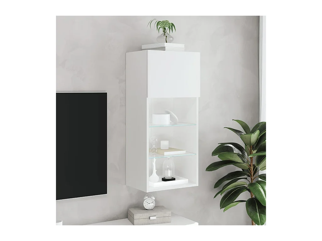 Meuble TV avec lumières LED blanc 40,5x30x90 cm