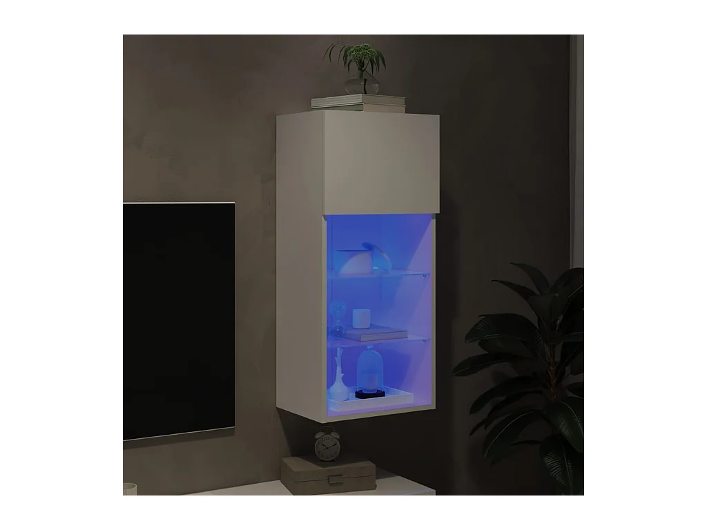 Meuble TV avec lumières LED blanc 40,5x30x90 cm