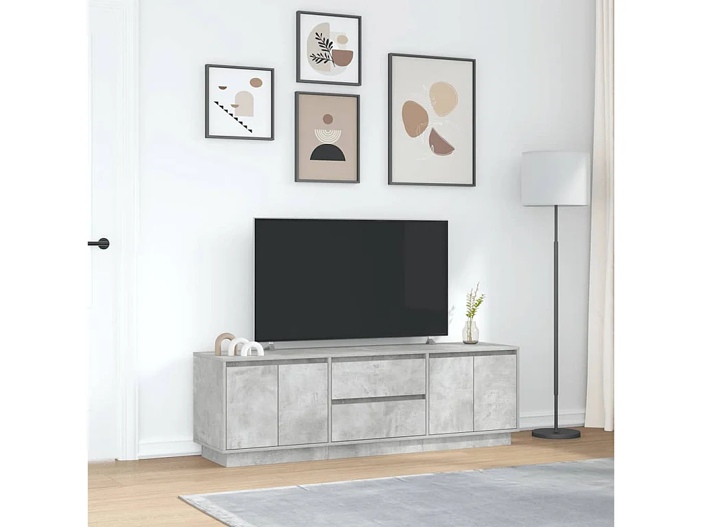 Meuble TV avec lumières LED gris béton 160,5x41x50 cm