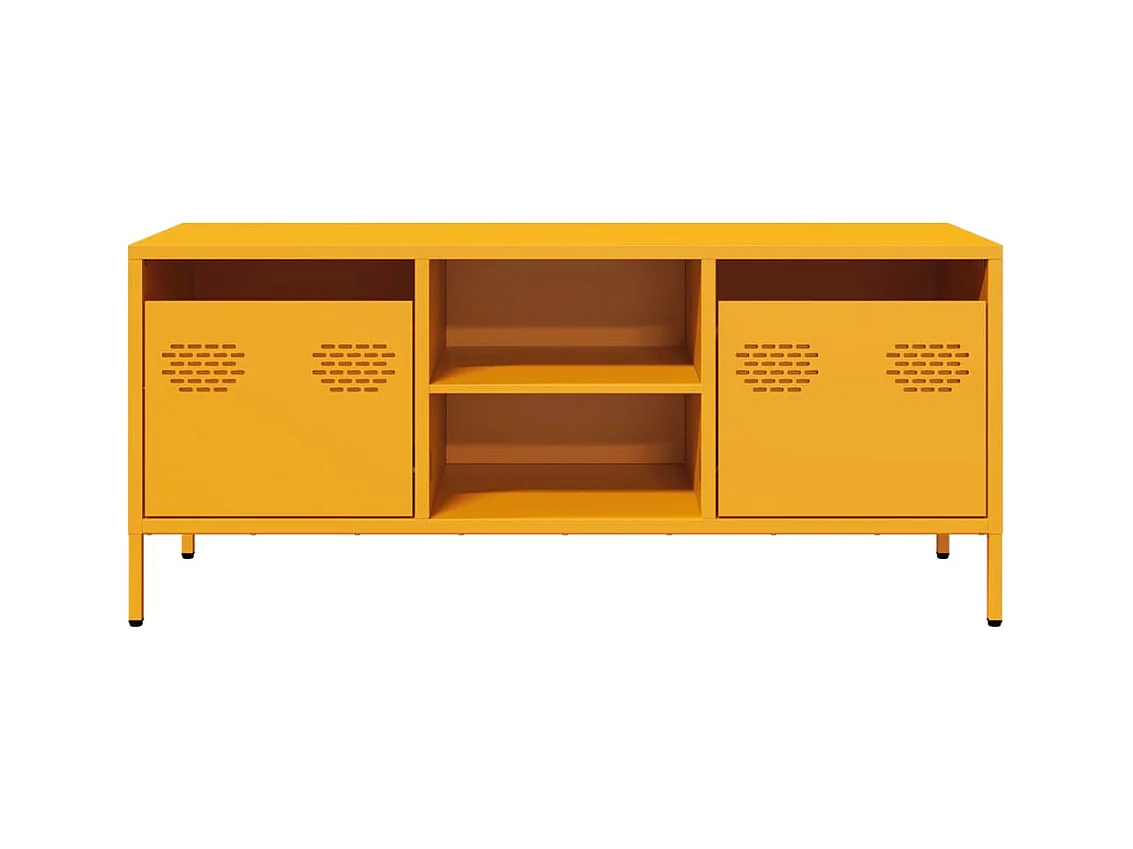 Meuble TV jaune moutarde 101,5x39x43,5 cm acier laminé à froid