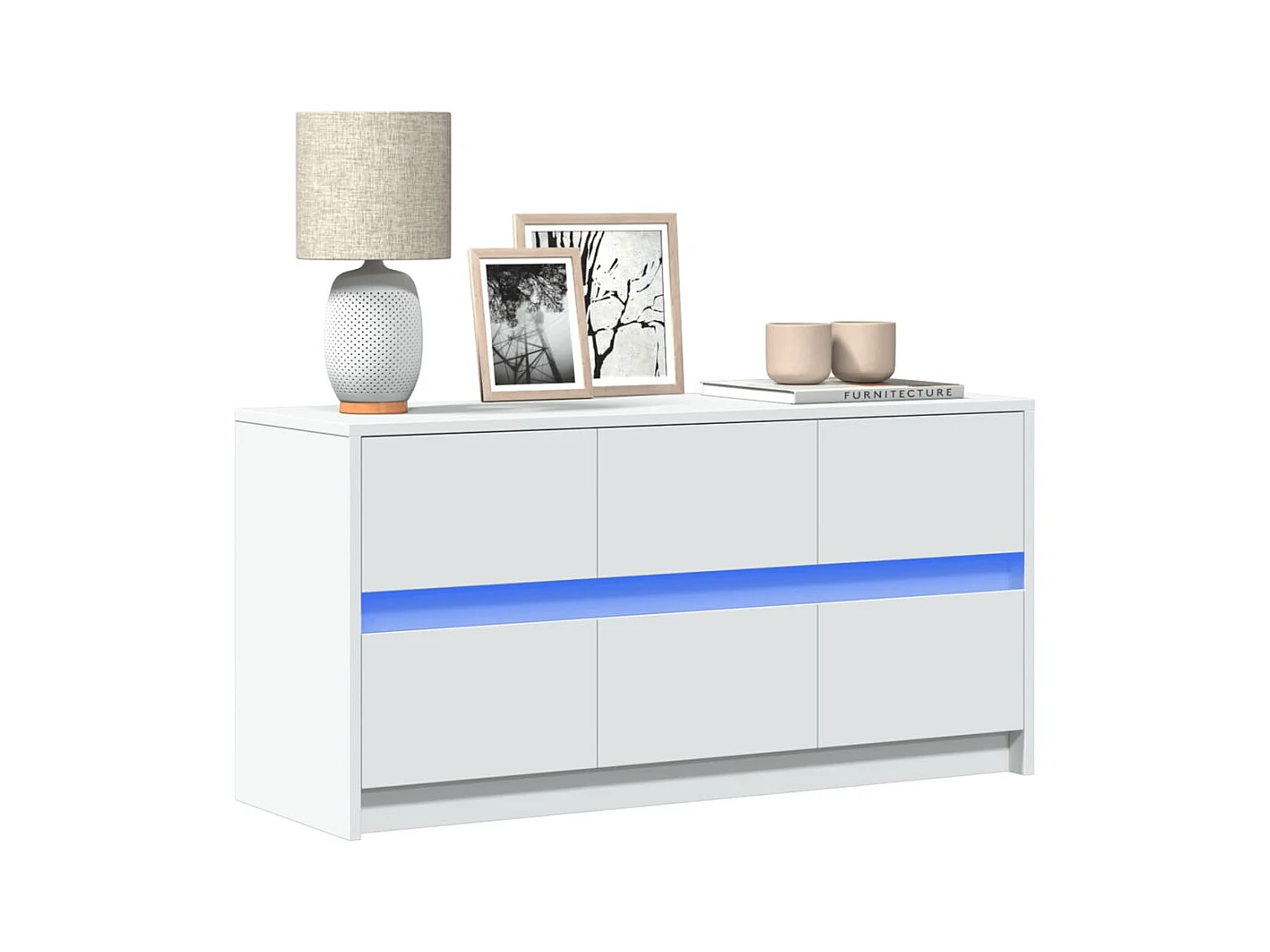 TV-meubel met LED wit 100x34x50 cm bewerkt hout