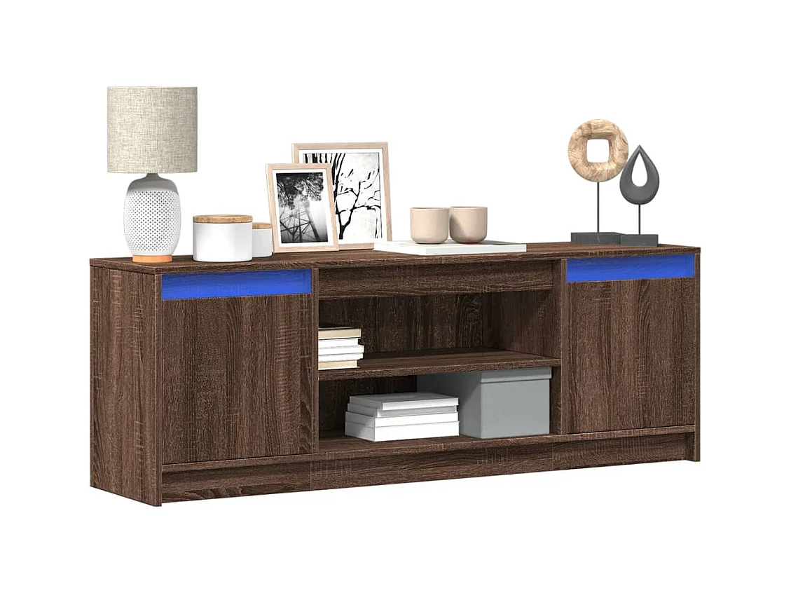 Meuble TV avec LED chêne marron 139,5x34x50cm bois d'ingénierie