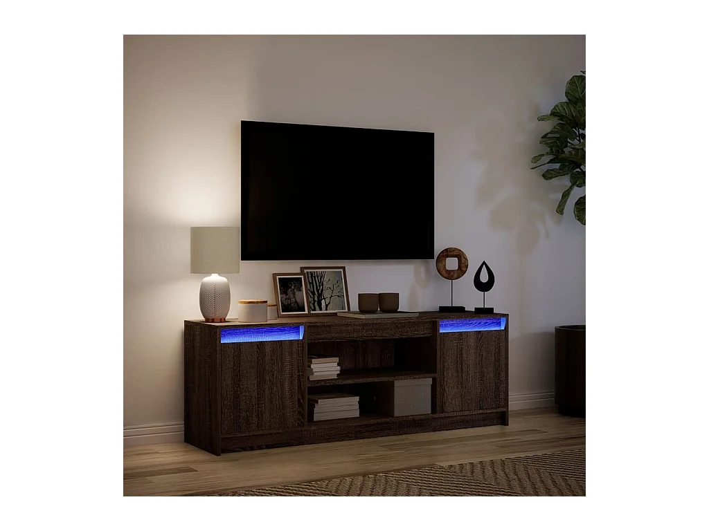 Meuble TV avec LED chêne marron 139,5x34x50cm bois d'ingénierie
