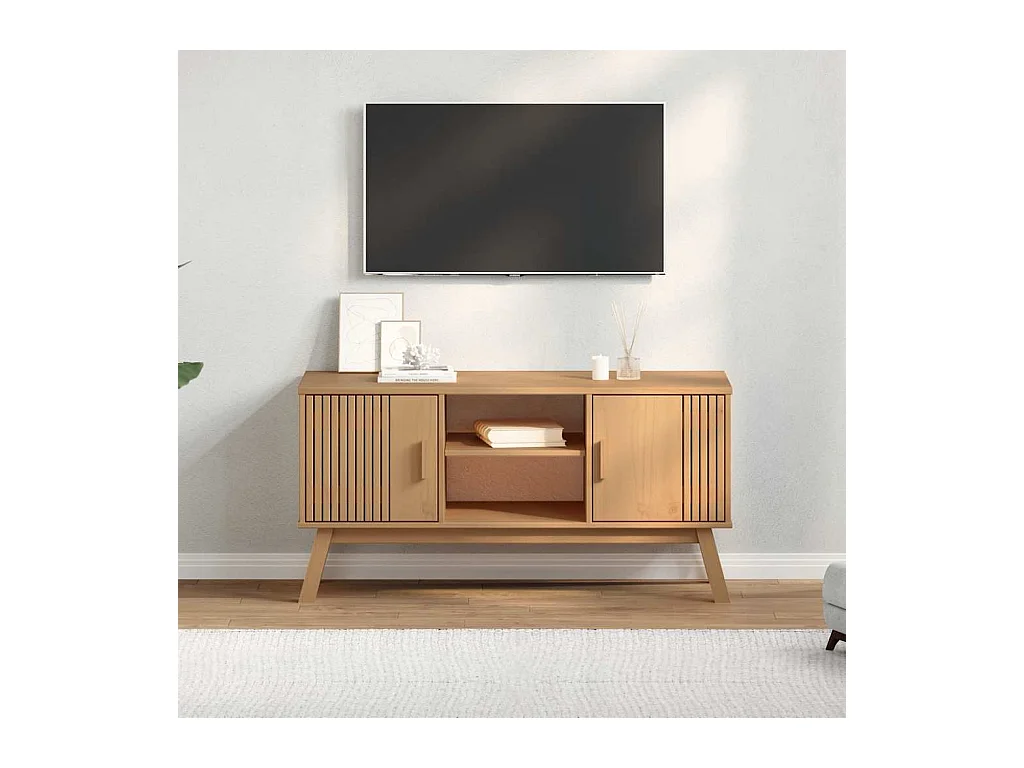 OLDEN bruine tv-kast 114x43x57 cm massief grenenhout