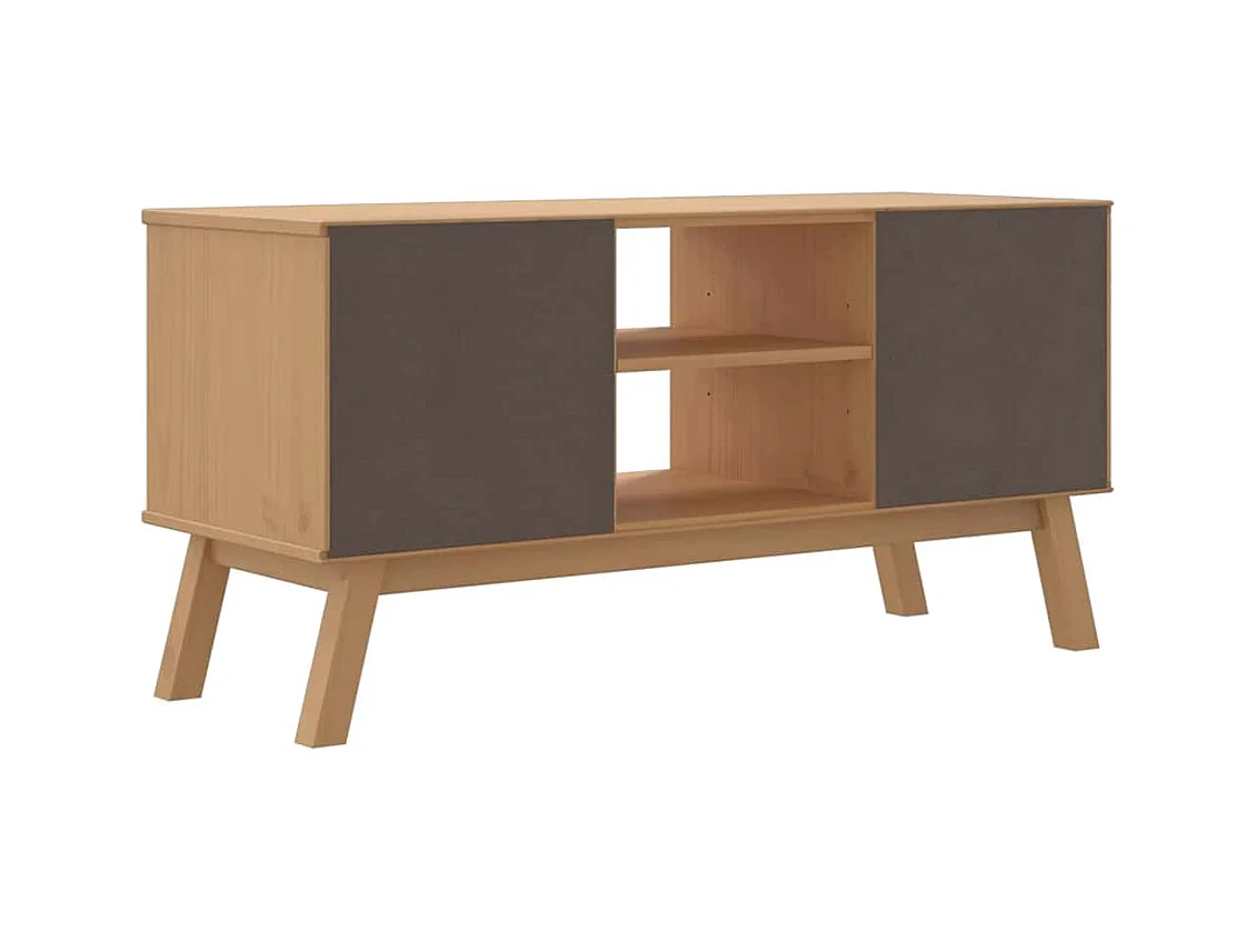 OLDEN bruine tv-kast 114x43x57 cm massief grenenhout