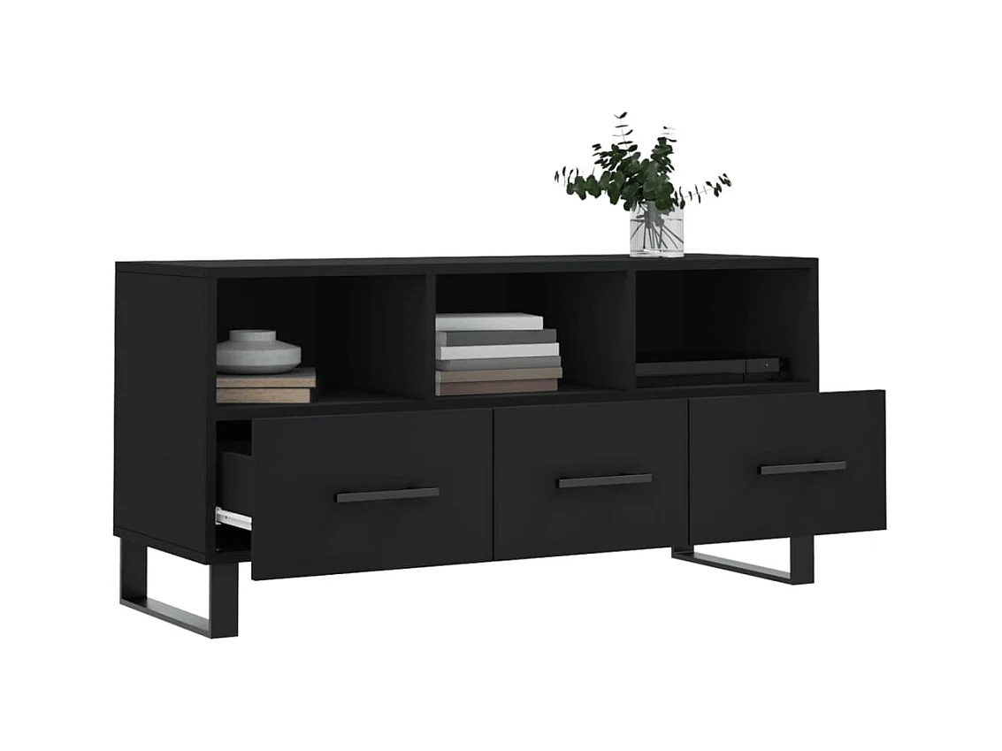 Schwarzer TV-Schrank 102x36x50 cm Holzwerkstoff