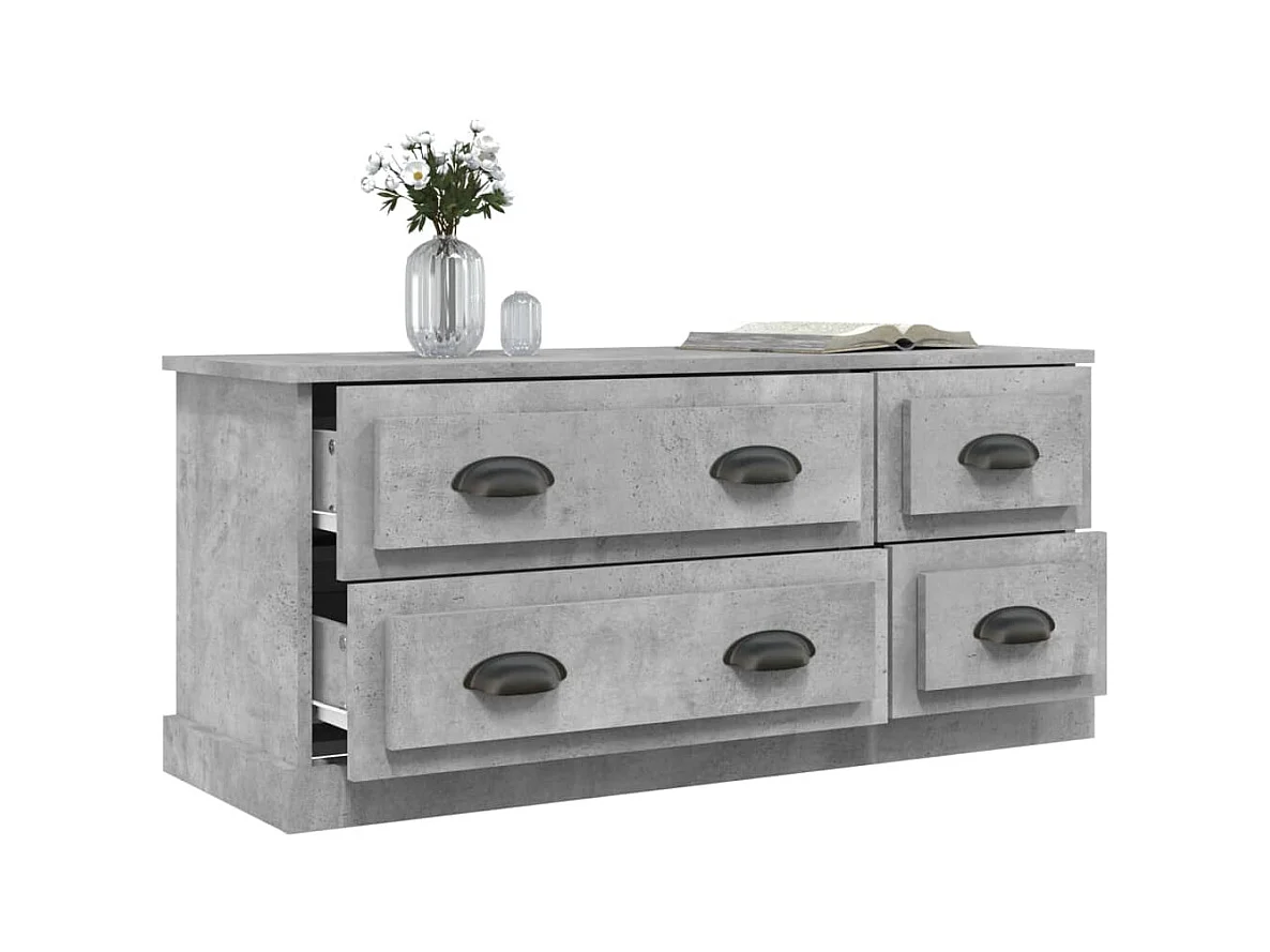 Meuble TV gris béton 100x35,5x45 cm bois d'ingénierie