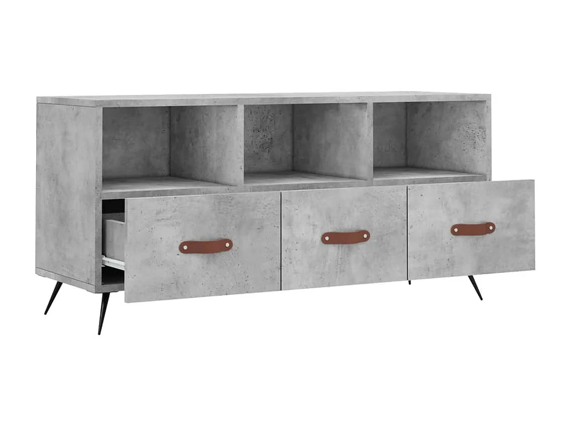Meuble TV gris béton 102x36x50 cm bois d'ingénierie