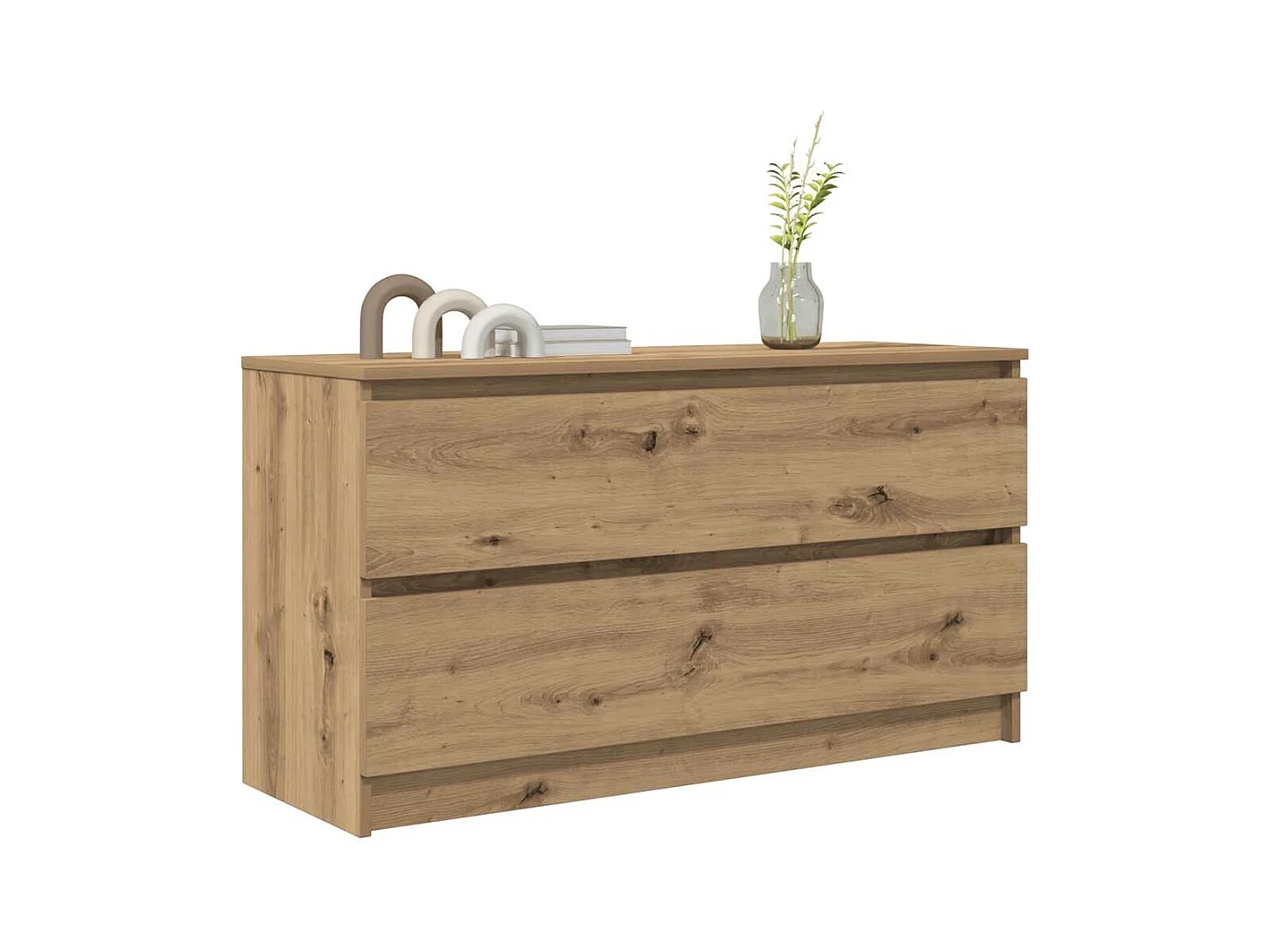 Meuble TV chêne artisanal 100x35x54 cm bois d'ingénierie