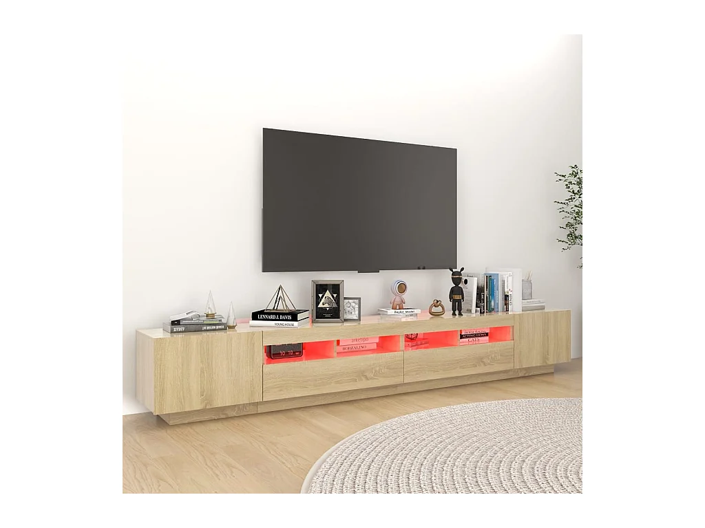 TV-meubel met LED-verlichting Sonoma eiken 260x35x40 cm