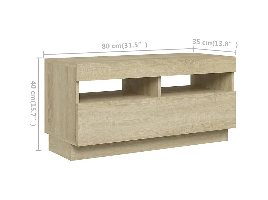 TV-meubel met LED-verlichting Sonoma eiken 260x35x40 cm