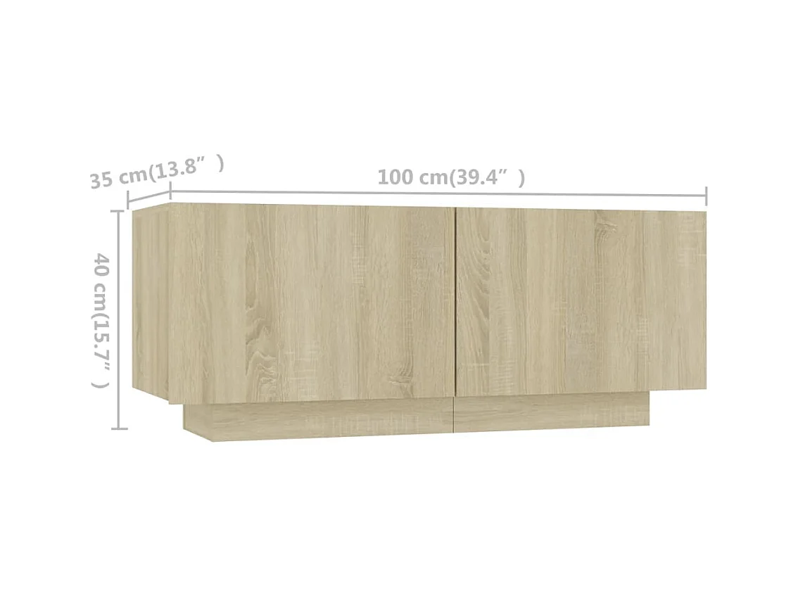 TV-meubel met LED-verlichting Sonoma eiken 260x35x40 cm