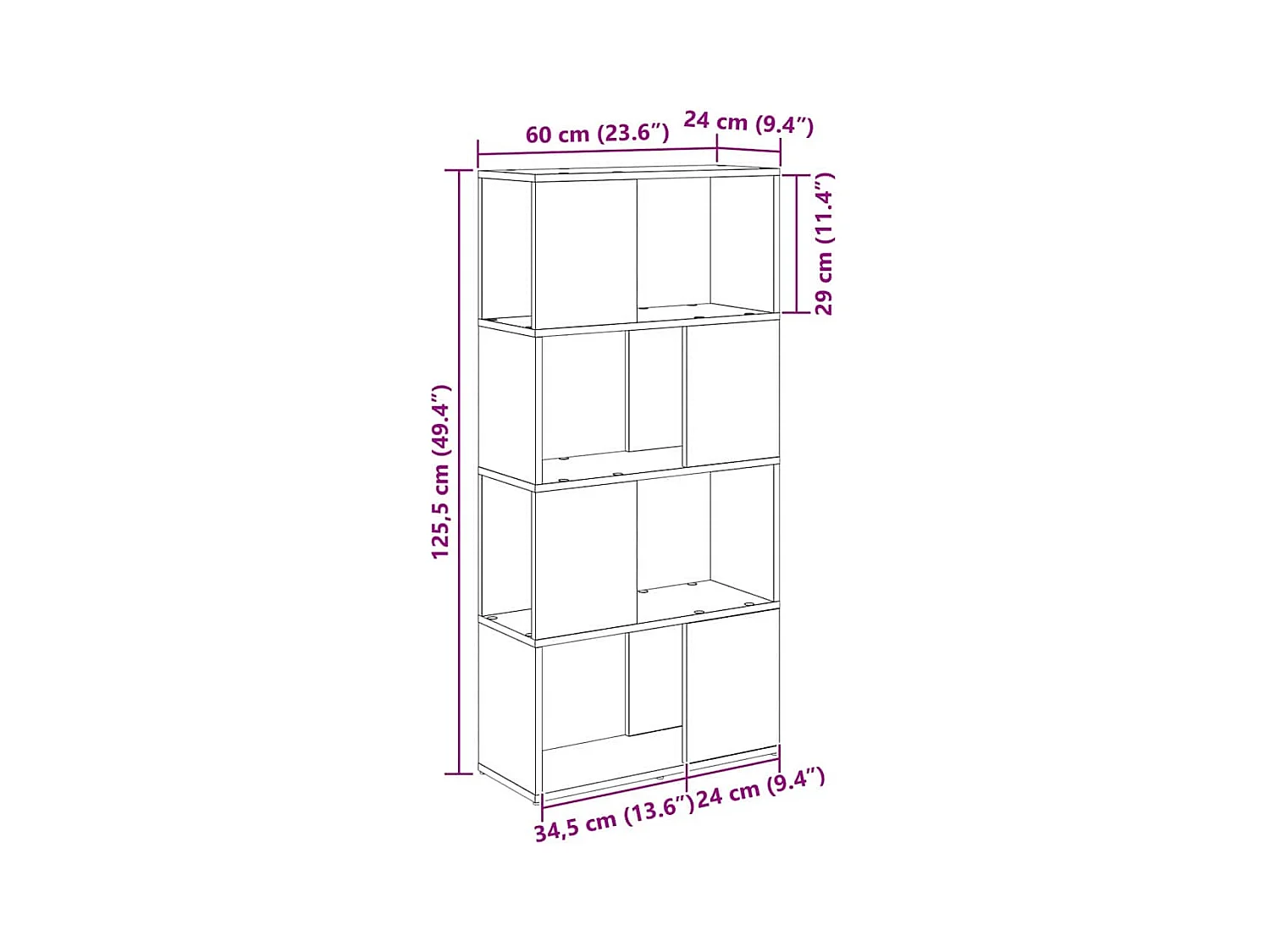 Centre de divertissement Noir 60 x 24 x 124 cm