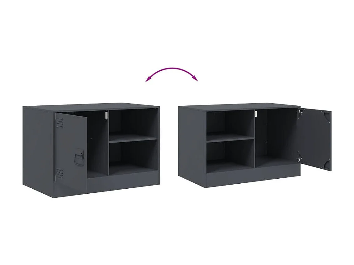 Meuble TV anthracite 67x39x44 cm acier