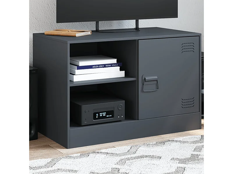 Meuble TV anthracite 67x39x44 cm acier