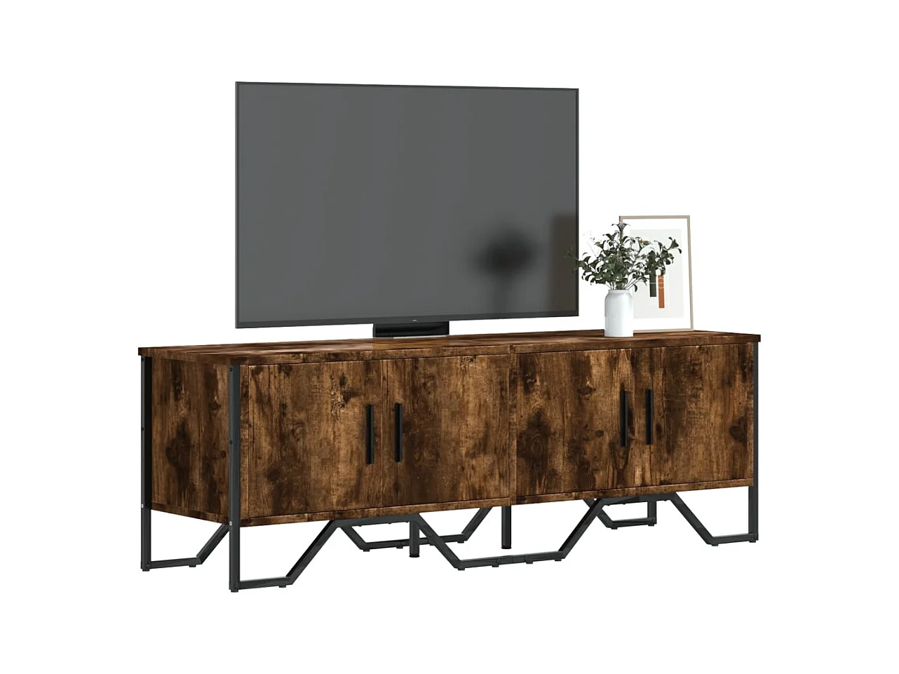 Meuble TV chêne fumé 122x34x41 cm bois d'ingénierie