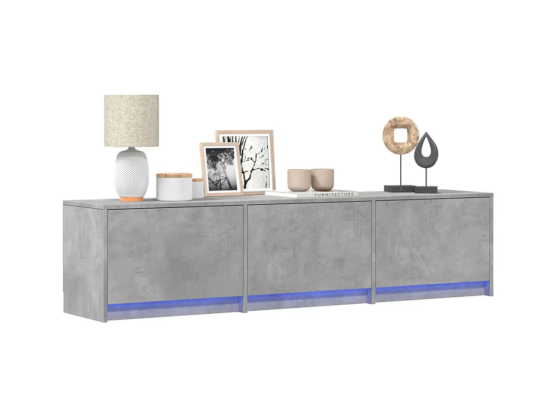 Meuble TV avec LED gris béton 165x34x40 cm bois d'ingénierie