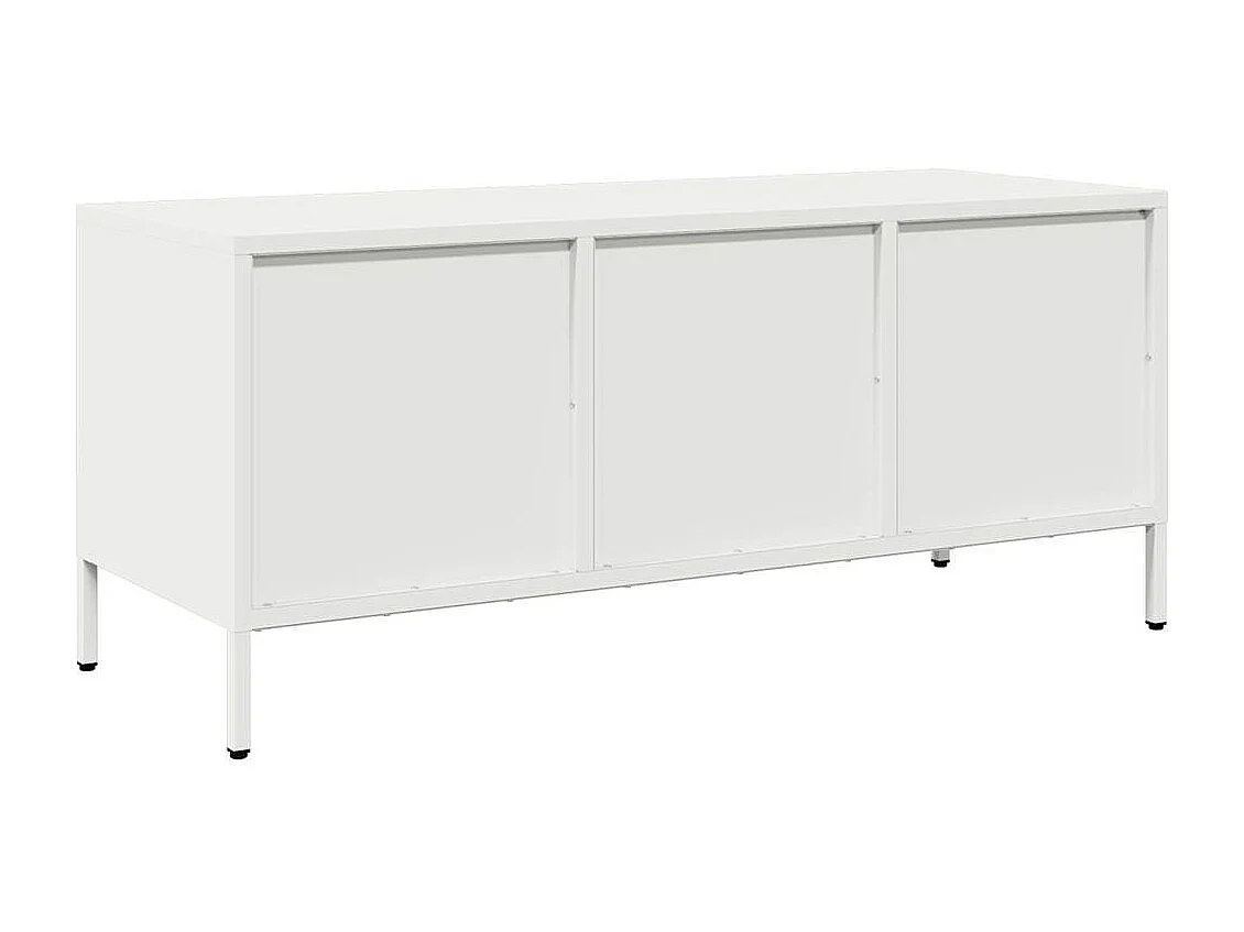 Meuble TV blanc 101,5x39x43,5 cm acier laminé à froid