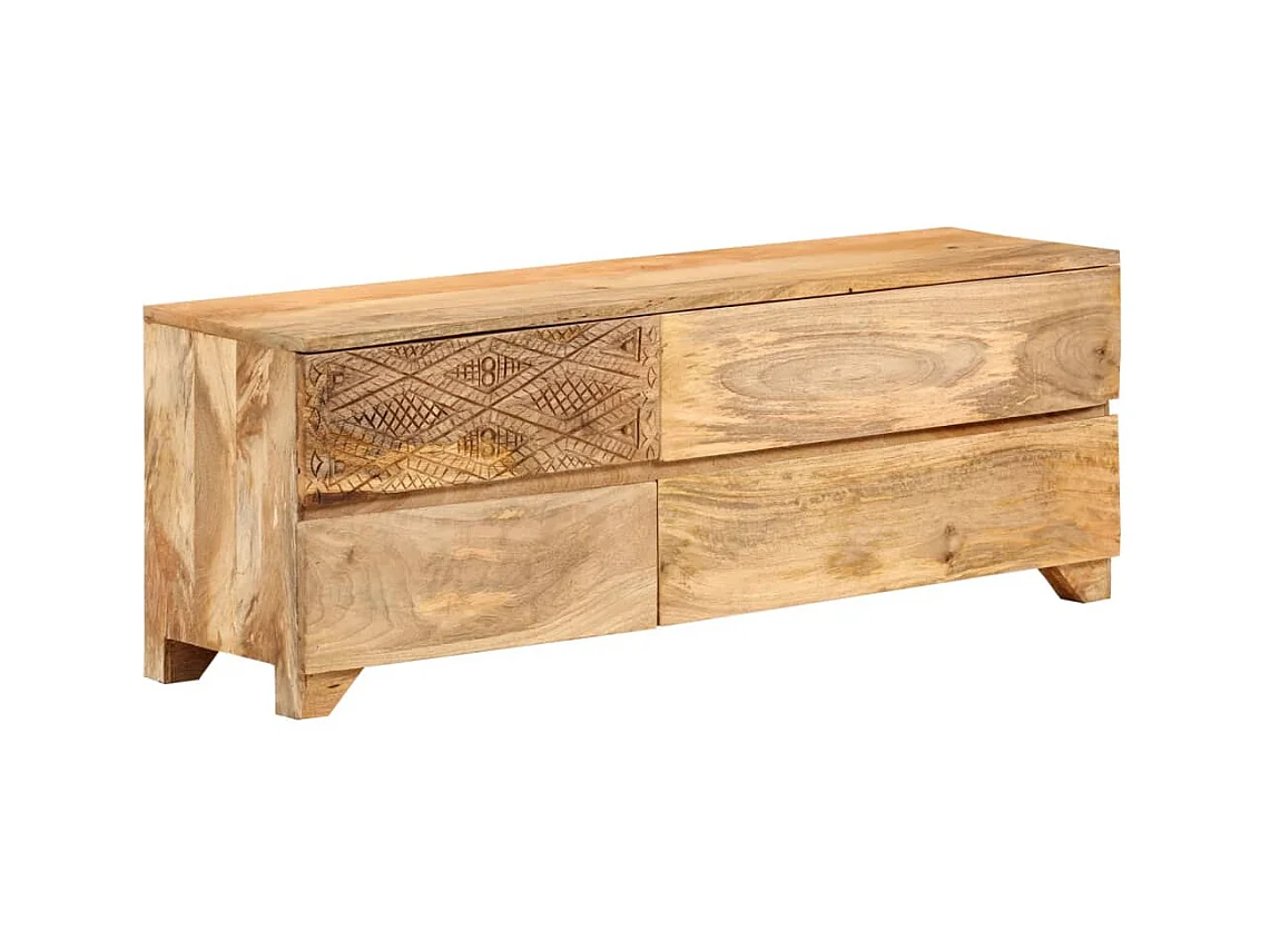 Meuble TV Bois de manguier solide 110x30x40 cm