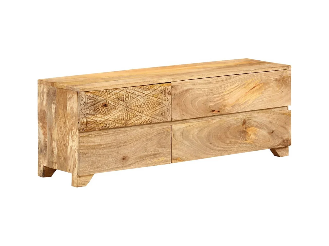 Meuble TV Bois de manguier solide 110x30x40 cm