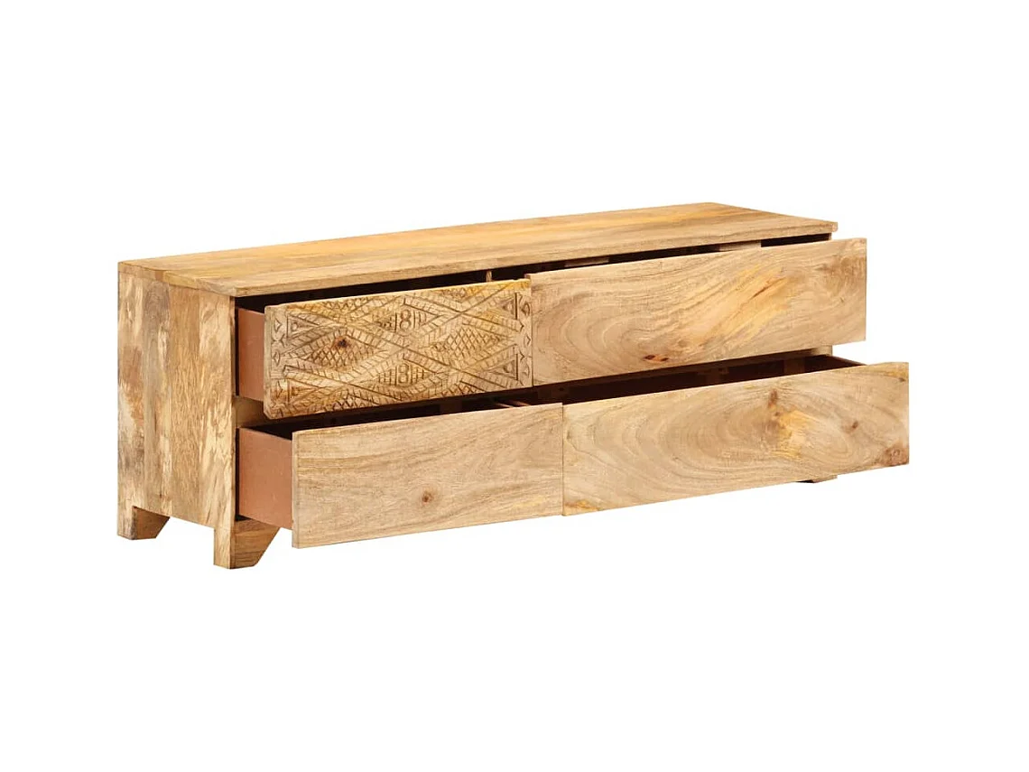 Meuble TV Bois de manguier solide 110x30x40 cm