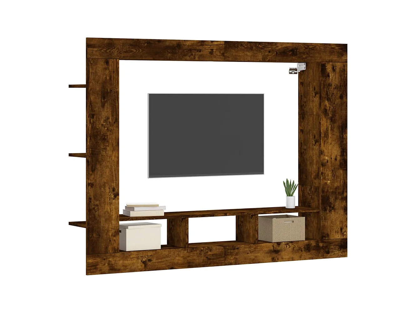 Mueble de TV de roble ahumado 152x22x113 cm madera de ingeniería