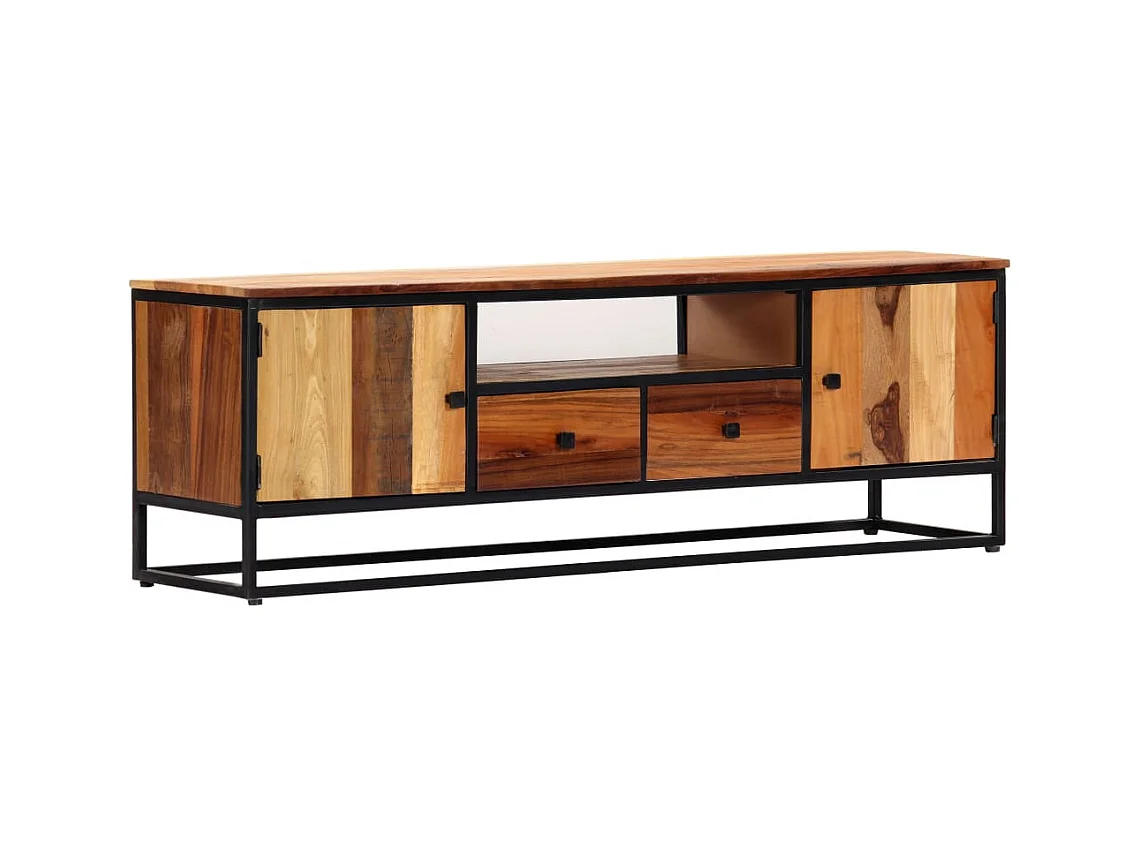 Meuble TV 120 x 30 x 40 cm Bois de récupération massif et acier