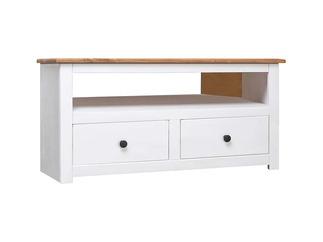 Meuble TV d'angle Blanc 93x49x49 cm Pin Assortiment Panama