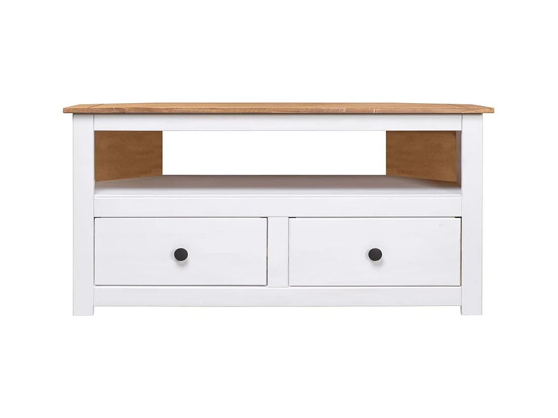 Meuble TV d'angle Blanc 93x49x49 cm Pin Assortiment Panama