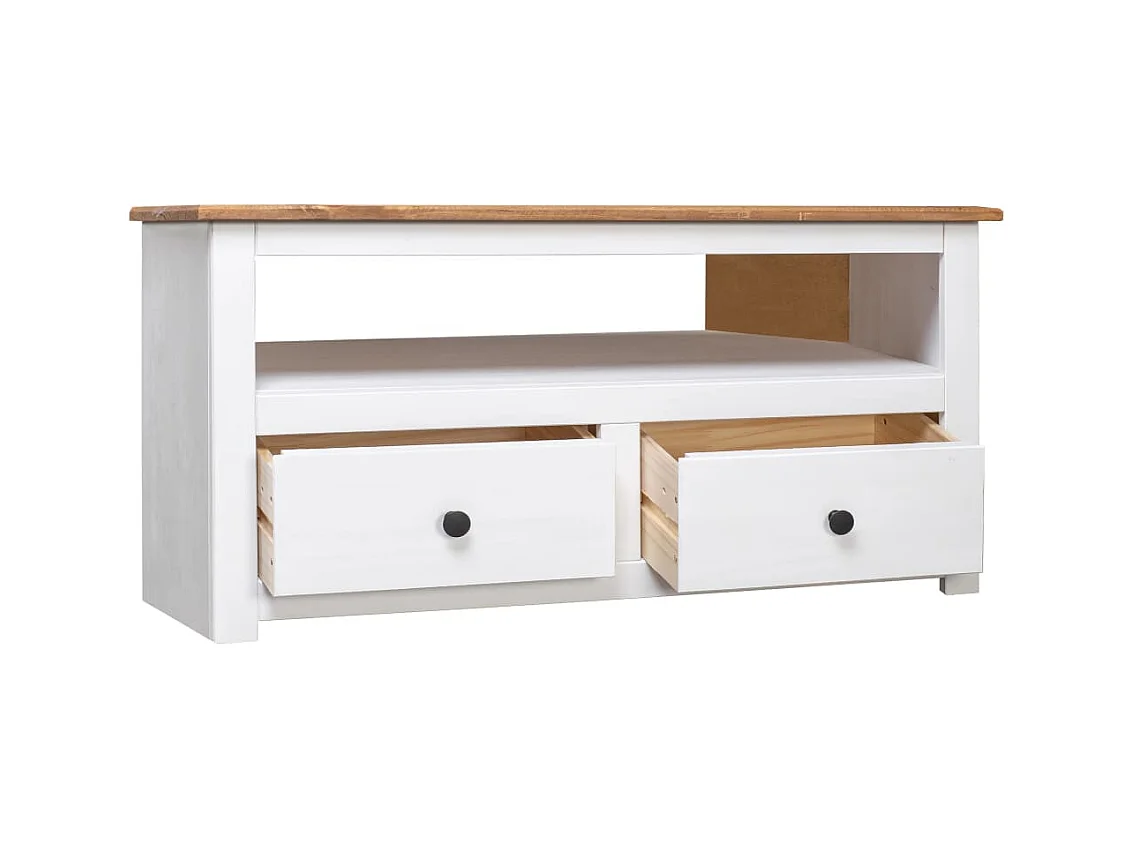 Meuble TV d'angle Blanc 93x49x49 cm Pin Assortiment Panama